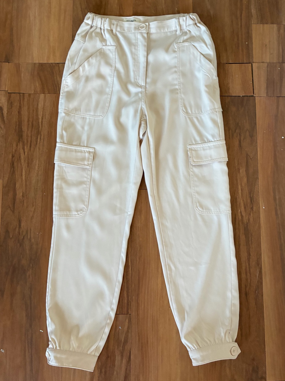 Max Studio London Women Cream Beige Cargo Jogger Pants High Rise Utility XS
